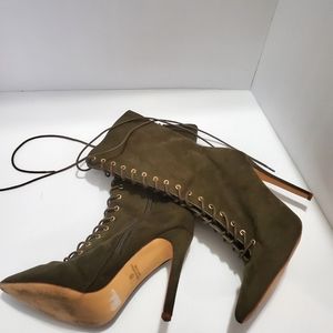 Army green high heel boots